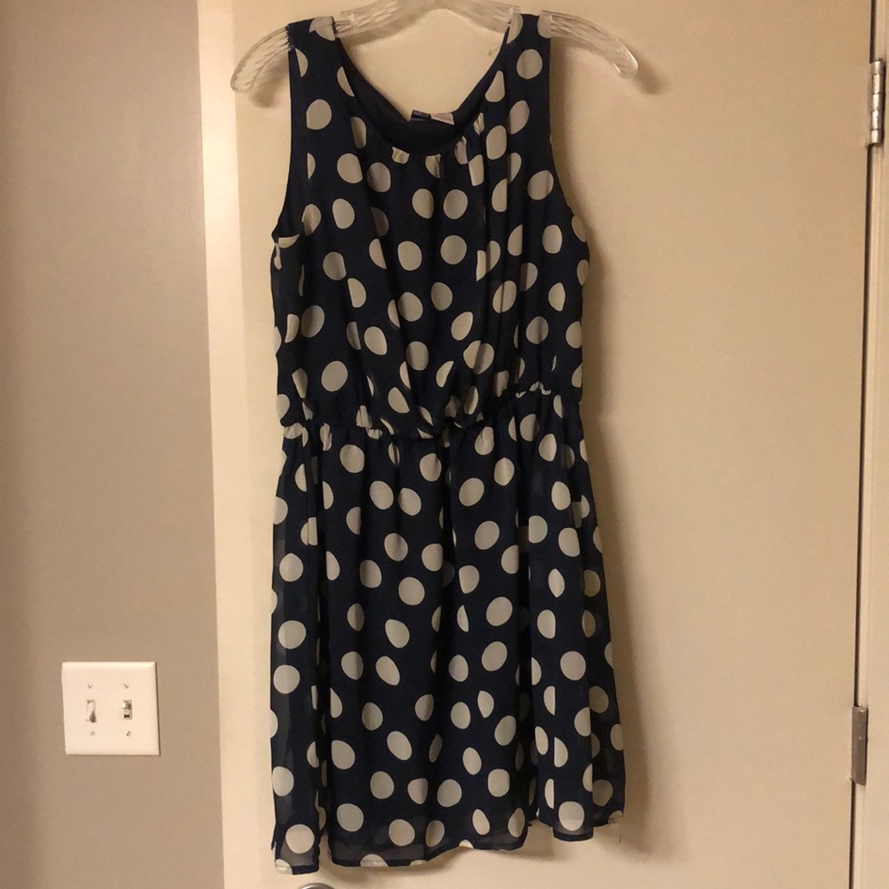 Dark blue polka dot dress
